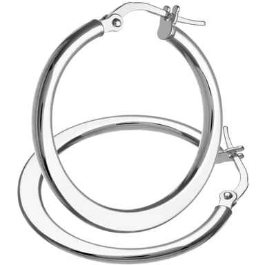 Pendientes Criollos Planos Clásicos De Oro Blanco De 9 Quilates De 20 Mm De diámetro