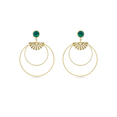 Pendientes Luxenter de Malaquita acabados en oro amarillo de 18K- Mobu