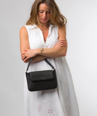 Olivia' Black Nappa Leather Evening Bag