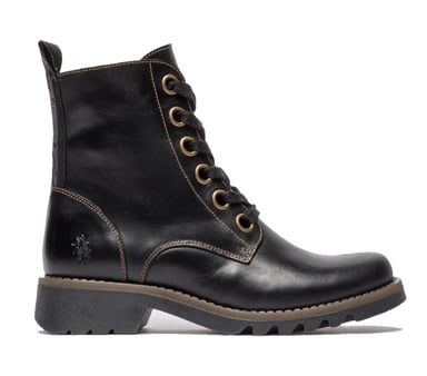 Botines con cordones de piel de oveja negra RAGI539 de Fly London para mujer