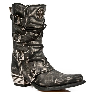 Botas de cuero gris Dallas para hombre de New Rock M.7993-S3