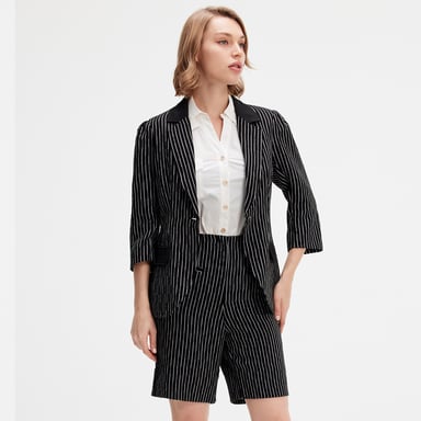 Bi-material Striped Jacket