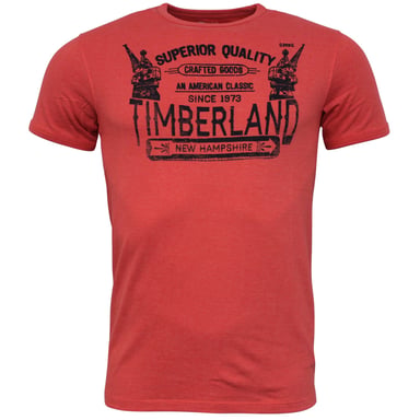 Timberland Vintage New Hampshire Rojo Manga corta Camiseta Slim Fit Mens Top A1hvk E66