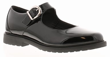 Hush Puppies Womens Shoes Work School Verity Leather Buckle black patent