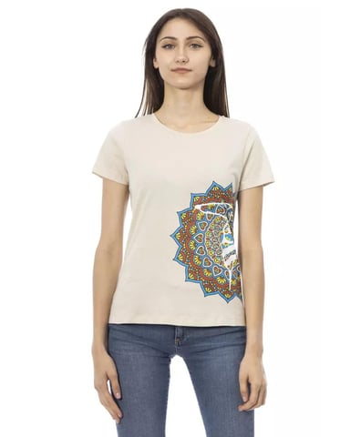 Camiseta de manga corta de algodon con estampado frontal