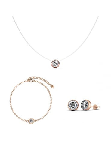 Conjunto Luna - Oro rosa y cristal