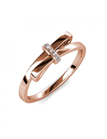 Anillo Lazo Luminoso - Oro Rosa y Cristal