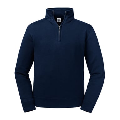 Russell Mens Authentic Zip Neck Sweatshirt (French Navy)