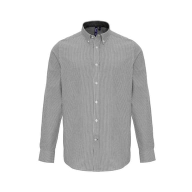 Premier Mens Striped Oxford Long-Sleeved Shirt (White/Grey)