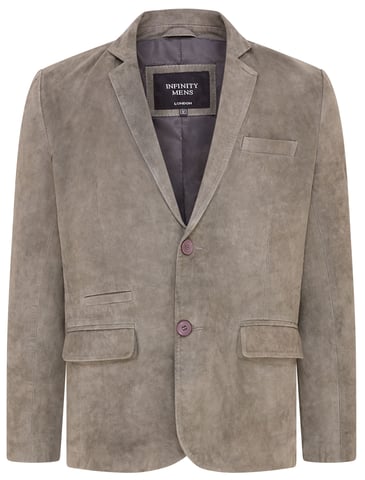 Chaqueta estilo blazer italiana de ante de cabra entallada de color gris para hombre - Somero