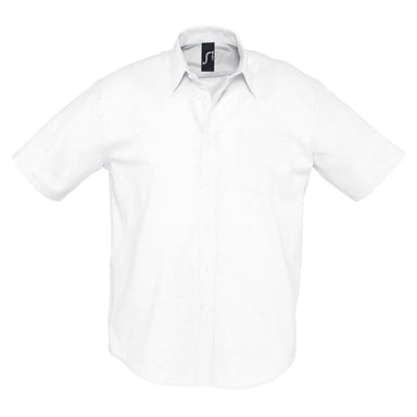 SOLS Mens Brisbane Oxford Short-Sleeved Shirt (White)