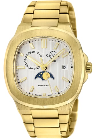 Reloj GV2 Potente para hombre con fase lunar, automático suizo Sellita SW285-1A.