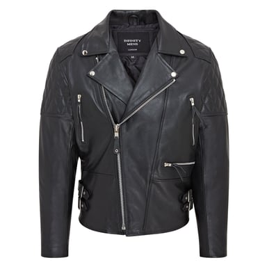 Chaqueta de motociclista Brando de piel de vaca para hombre - Garland