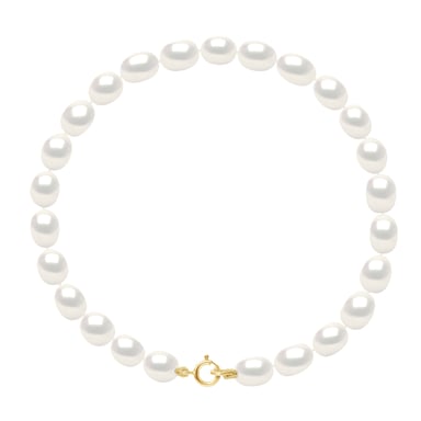 Bracelet of Real Cultured Freshwater Pearls Grain of Rice 4-5 mm