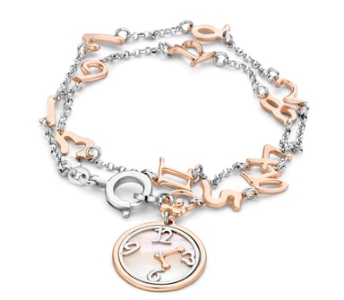 Orphelia Women's 925 Sterling Silver Bracelet - Silver/Rose ZA-7174