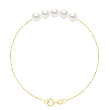 Bracelet- 5 Real Cultured Freshwater Pearls Round 6-7 mm