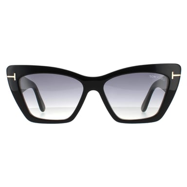 Tom Ford Gafas de Sol Cat Eye para Mujer Negro Brillante Gradiente Gris Ahumado