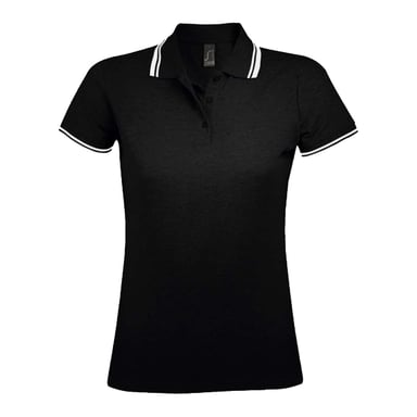 SOLS Womens/Ladies Pasadena Polo Shirt (Black/White)