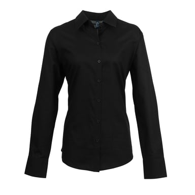 Premier Womens/Ladies Signature Oxford Long Sleeve Work Shirt (Black)