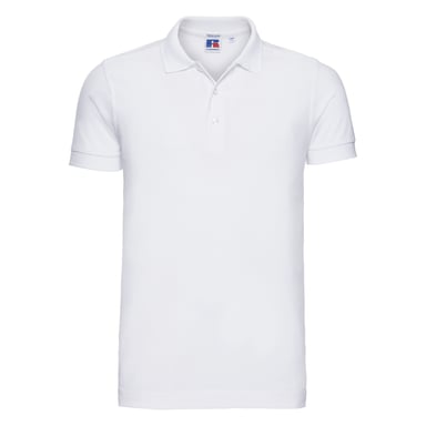 Russell Mens Stretch Short Sleeve Polo Shirt (White)