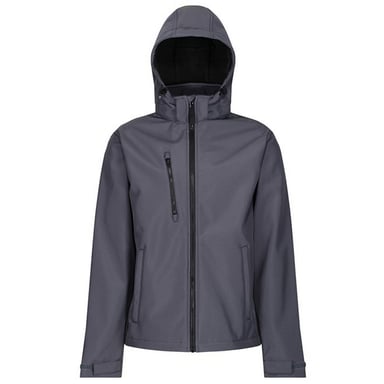 Regatta Mens Venturer Hooded Soft Shell Jacket (Seal Grey/Black)