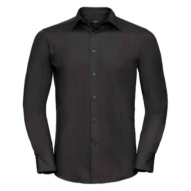 Russell Collection Mens Polycotton Easy-Care Long-Sleeved Formal Shirt (Black)