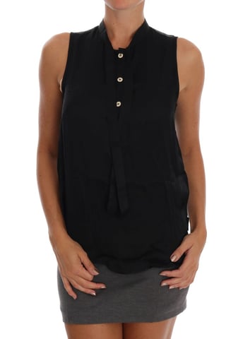 Blusa sin mangas de viscosa negra para mujer de Versace Jeans