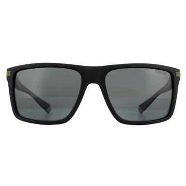 Gafas de sol polarizadas Polaroid rectangle men's black green grey