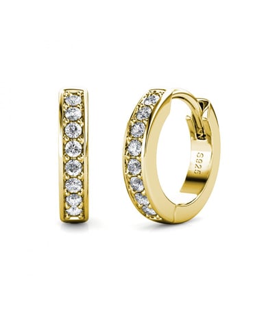 Pendientes de aro circulares - Oro y cristal