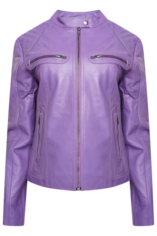 Pelle D’annata Ladies Real Leather Biker Jacket in Purple