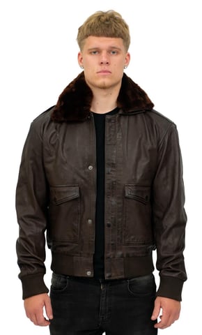 Chaqueta de aviador de cuero marrón Air Force A2 para hombre - Sao Paulo