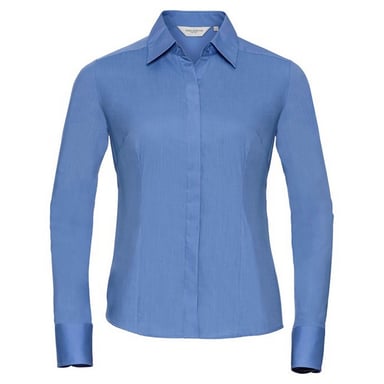 Russell Collection Womens/Ladies Poplin Easy-Care Fitted Long-Sleeved Shirt (Corporate Blue)
