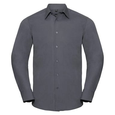 Russell Collection Mens Polycotton Easy-Care Long-Sleeved Formal Shirt (Convoy Grey)