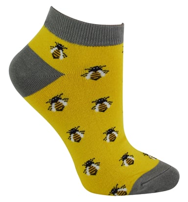Calcetines Deportivos de Bambú para Mujer | Miss Sparrow | Calcetines Bajos Transpirables para Mujer - Honey Bees (Amarillo)