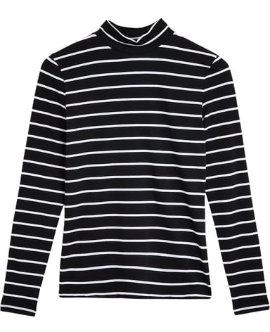 High Neck Striped Jersey Top