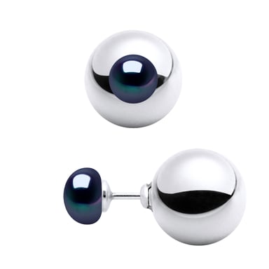 Earrings Both SIDES Real Cultured Freshwater Pearls 7 mm