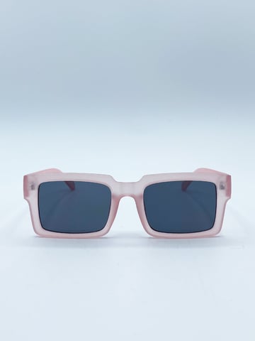 Square Frame Sunglasses in Matte Pink with Black Lenses