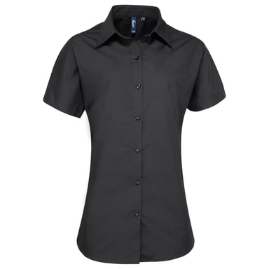 Premier Womens/Ladies Supreme Poplin Short-Sleeved Shirt (Black)
