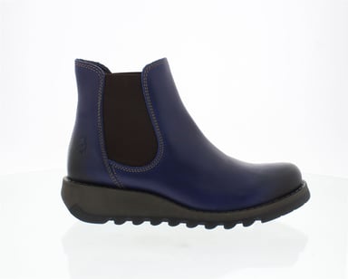Botas Chelsea de piel con tacón de cuña y tobillo informales SALV azules para mujer de Fly London