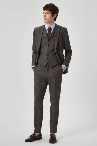 Uptown Slim Fit Brown Wool Waistcoat