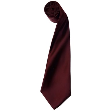 Premier Mens Plain Satin Tie (Narrow Blade) (Pack of 2) (Burgundy)