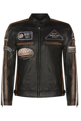 Chaqueta de motociclista de carreras de cuero con cremallera