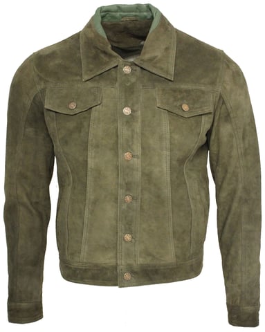 Chaqueta estilo camisa de piel de cabra de gamuza de camionero