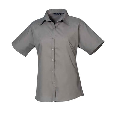 Premier Womens/Ladies Poplin Short-Sleeved Blouse (Dark Grey)