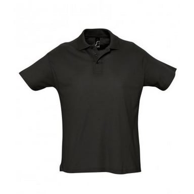 SOLS Mens Summer II Pique Short Sleeve Polo Shirt (Black)