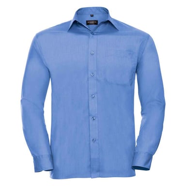 Russell Collection Mens Poplin Easy-Care Long-Sleeved Formal Shirt (Corporate Blue)