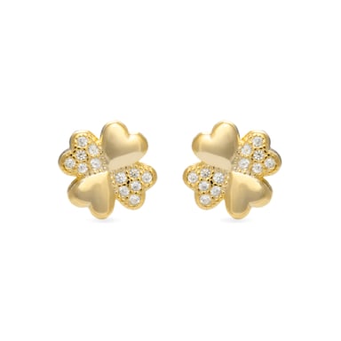 Pendientes Hatua Plata, Oro Amarillo y Cz