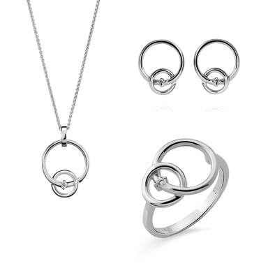Orphelia 'Antoine' Women's 925 Sterling Silver Set: Necklace + Earrings + Ring - Silver SET-7503