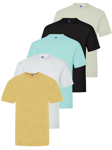 Kruze | Camisetas de Cuello Redondo para Hombre (paquete de 5) - NEG/GRIS/BLANCO/CIELO/BEIGE