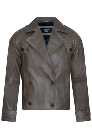 Chaqueta de cuero estilo gabardina corta y holgada para mujer - Canberra